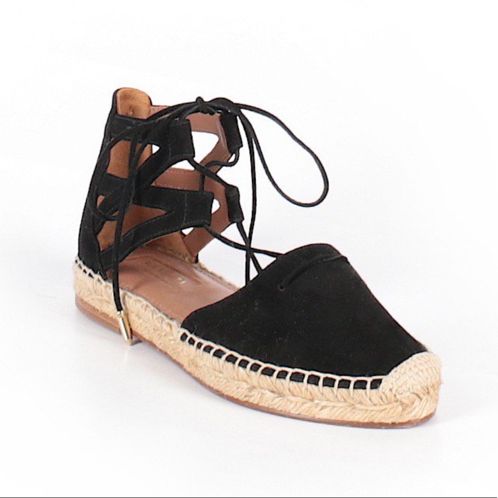 Aquazzura Belgravia Suede Lace Up Espadrille Flats